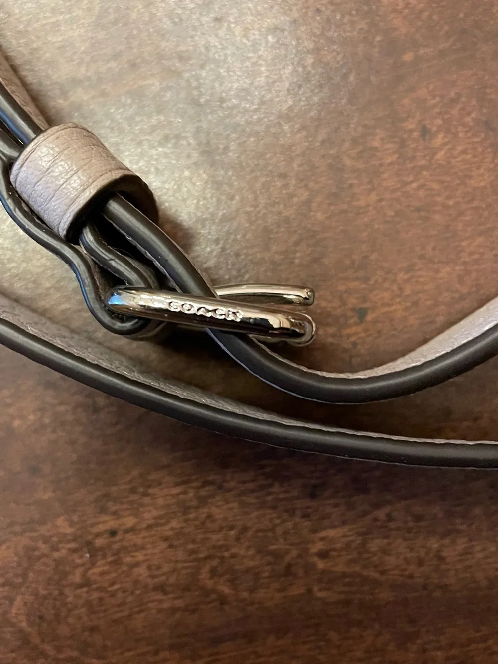 NWOT Coach Leather Crossbody Strap - Taupe / Tan - Brown Edging - Silver